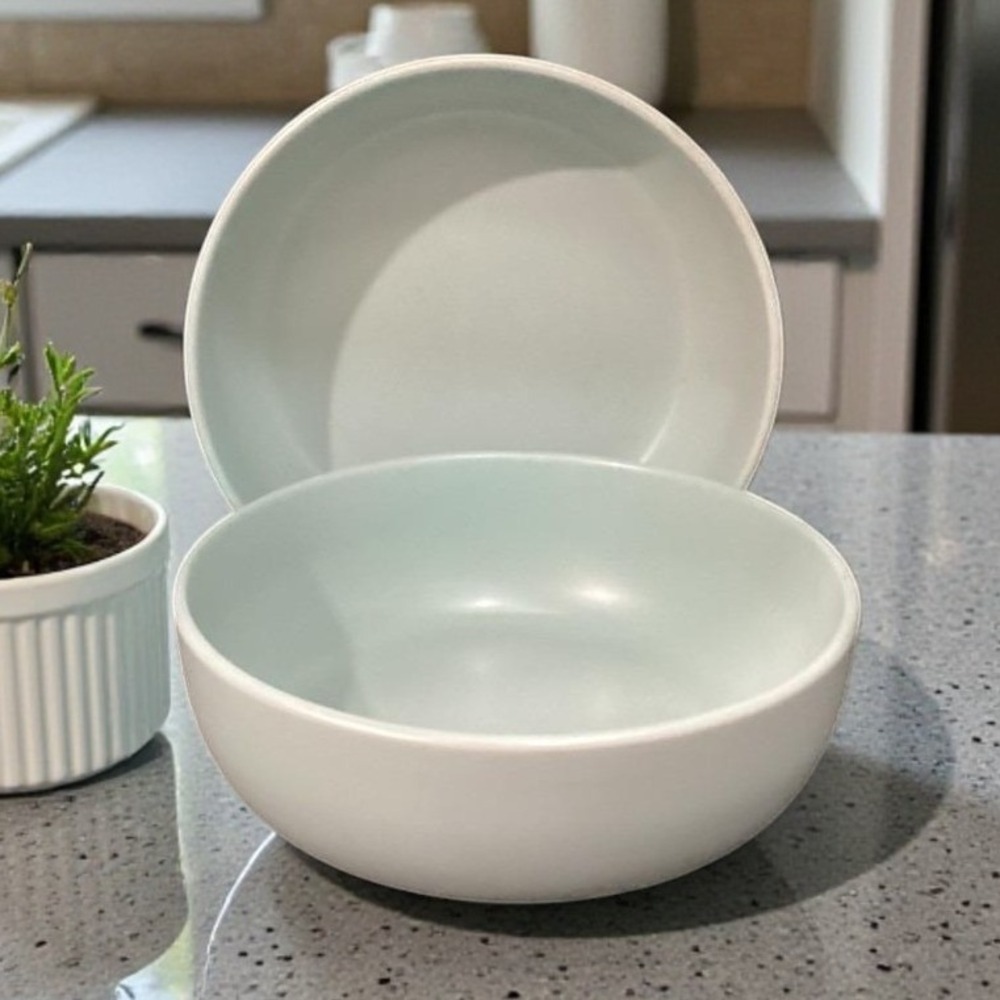 10 Strawberry Street Blue Gray Cereal Bowls, Set Of 2, Minimalist Dinnerware